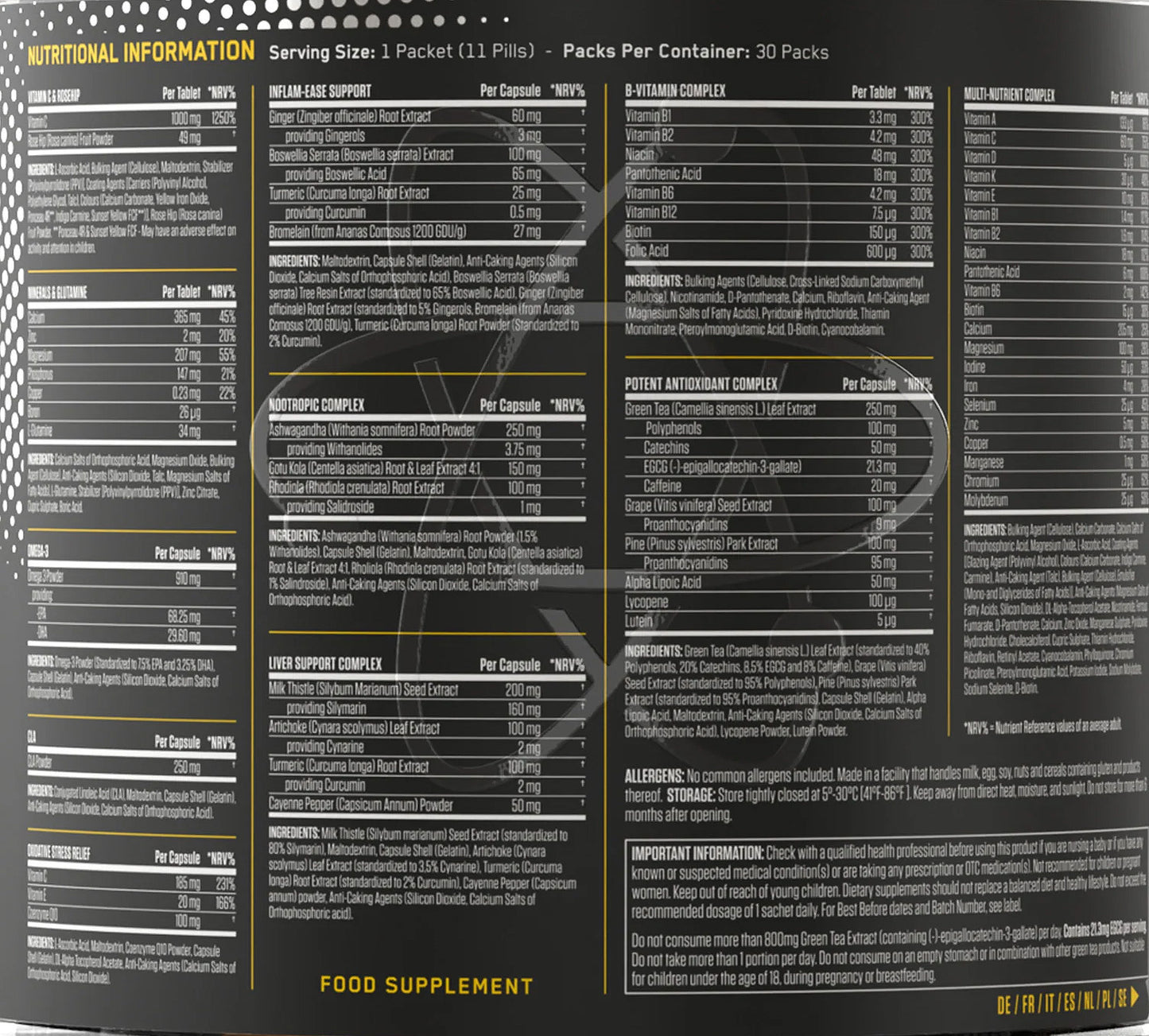 Black Stak - The Ultimate Health Pack (30 packs in each tub)